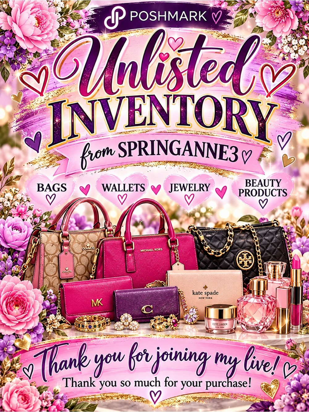 Bag/wallet/beauty products/random sales in a live show
